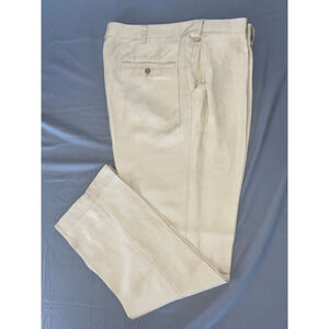 Saks Fifth Avenue Flat Front Silk/Linen Chino Style Pants. Ivory, 38X33. Read